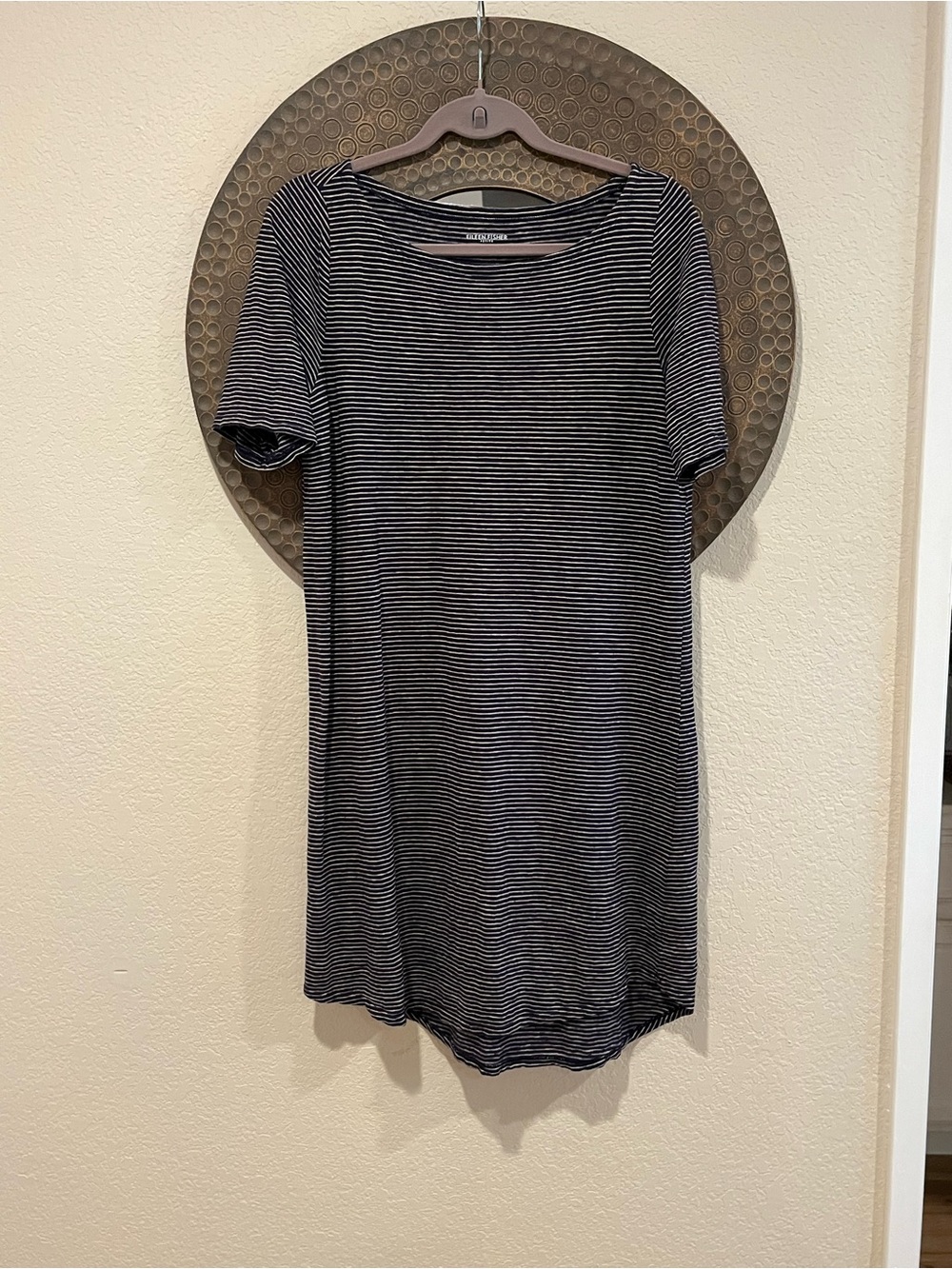 Eileen Fisher Petite Striped Hemp Blend Dress PM